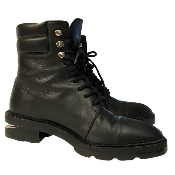Alexander Wang Andy Hiker Leather Booties Silver-Tone Hardware Black Size 41 - Picture 7 of 16